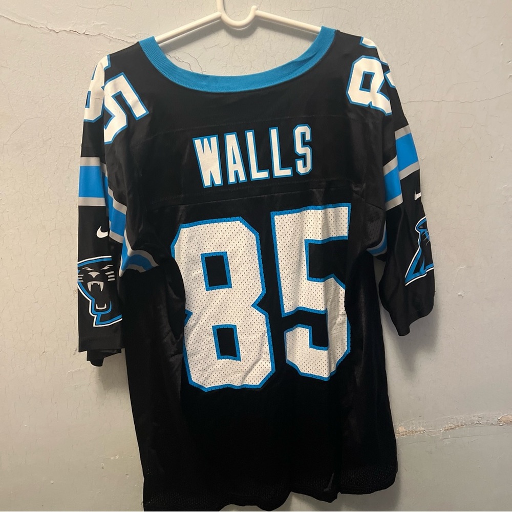 Vintage Carolina Panthers Wesley Walls Nike Football Jersey Mens Large Black - Picture 3 of 4